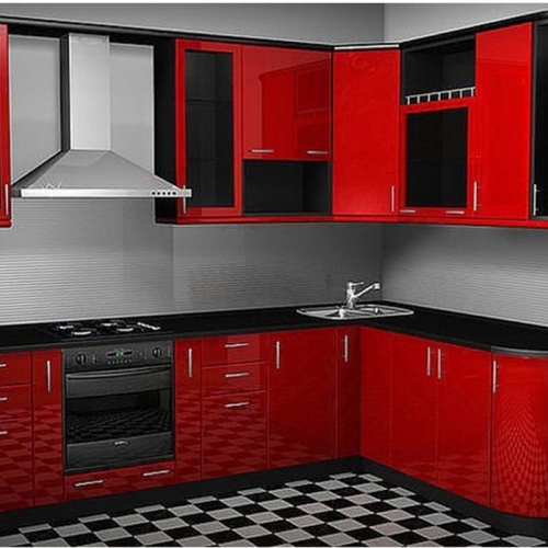 Черно-красная угловая кухня: как создать экстравагантный интерьер?