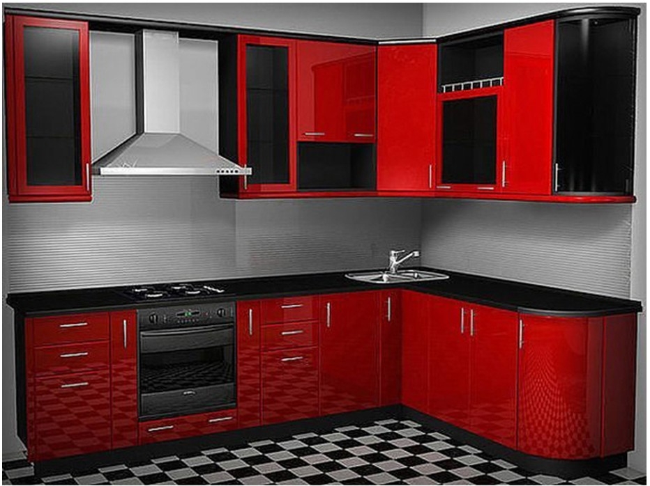 Красная кухня в интерьере – выбор дизайна, удачные сочетания цветов, фото примеров